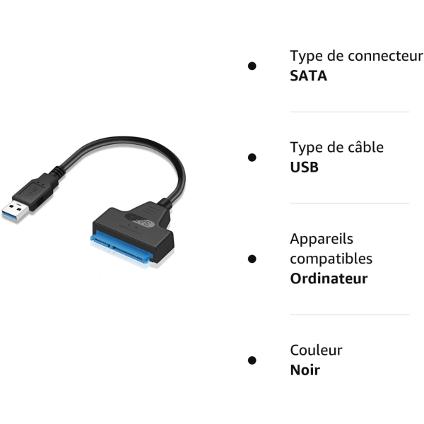 2x USB 3.0 till SATA III, SATA USB 3.0 drivenhetskabel för 2,5\" SSD/HD