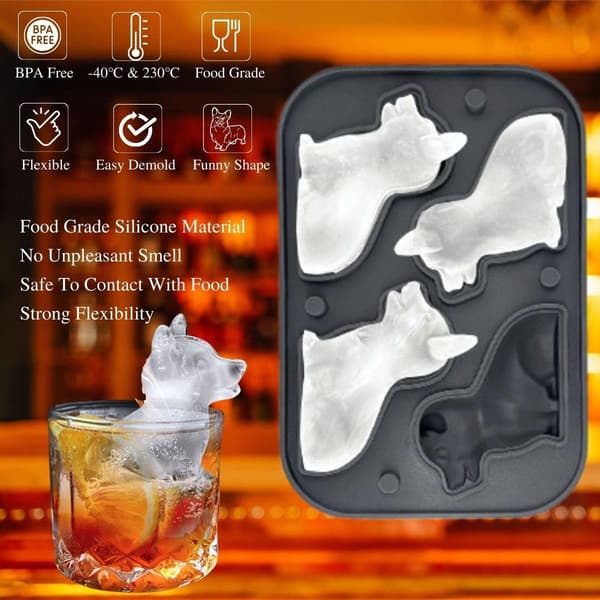 Isbitsformar i silikon med lock, nyhet isbitsform för whisky, cocktail, öl - 3D roliga isformar för frys, drycker