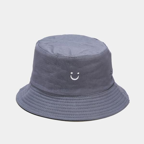 1PC Flickor Pojkar Broderad Smile Face Bucket Hat Barn Vändbar Solhatt Vikbara Strandhattar Utomhuskepsar för 2-8 år