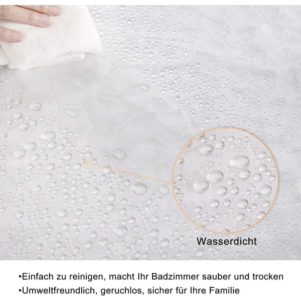 Transparent duschdraperi med viktmagnet undertill,