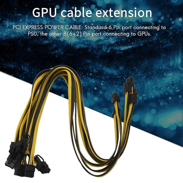 6-pin hann til 8(6+2)-pin hann PCIe-adapter strømkabel server PCI