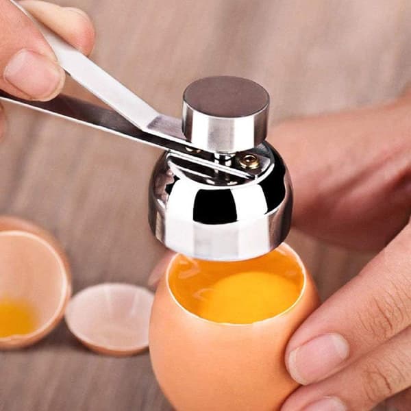 2 stk. eggtopper eggeskallkutter i rustfritt stål eggknekkeråpner for hardkokte og bløtkokte egg