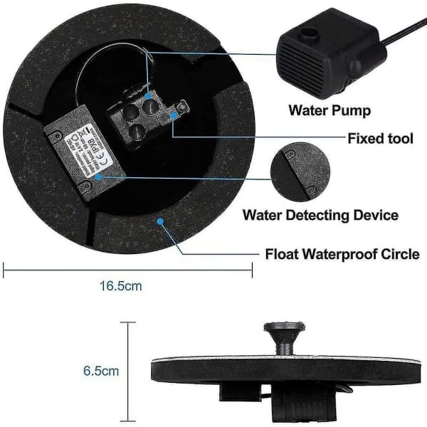 Solcellsfontän, 1.4W Solcellsvattenpump med 4 Effekter | Max 70 cm höjd solcellsvattenpump | Solcellsfontänpump
