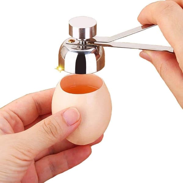2 stk. eggtopper eggeskallkutter i rustfritt stål eggknekkeråpner for hardkokte og bløtkokte egg