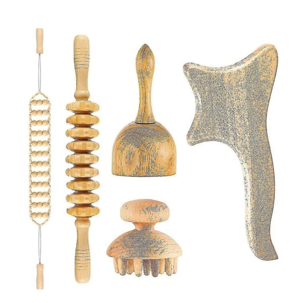 5 i 1 Maderoterapia Kit Træterapi Massageværktøj Anti-cellulite Massager Sæt(,)