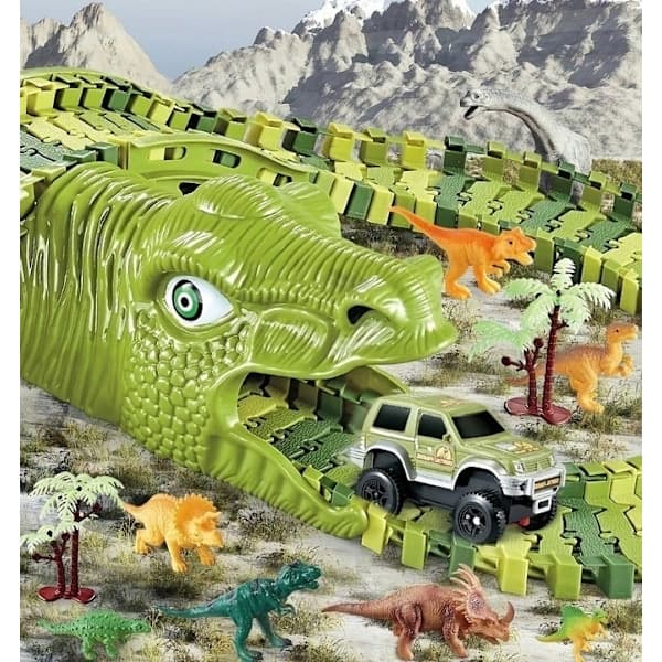 Stor Børnebilbane - Dinosaur Grøn