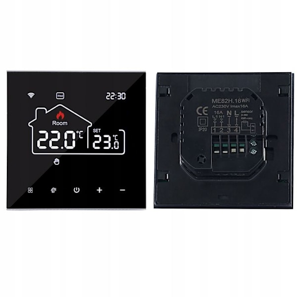 Thermostat Wi-Fi - ARHATREYA - 16A - Elektrisk gulvvarme - Kompatibel med Alexa og Google Home