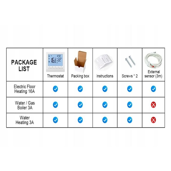 Termostat WiFi Intelligent - ARHATREYA - 16A - Golvvärme - Kompatibel med Alexa & Google Home