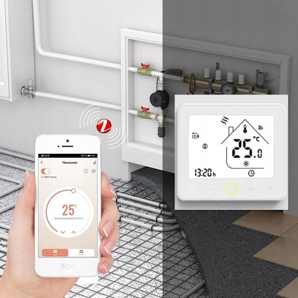 Termostat Zigbee - ARHATREYA - GC 5A - Gas/Vand Opvarmning - Sort LCD Berøringsskærm