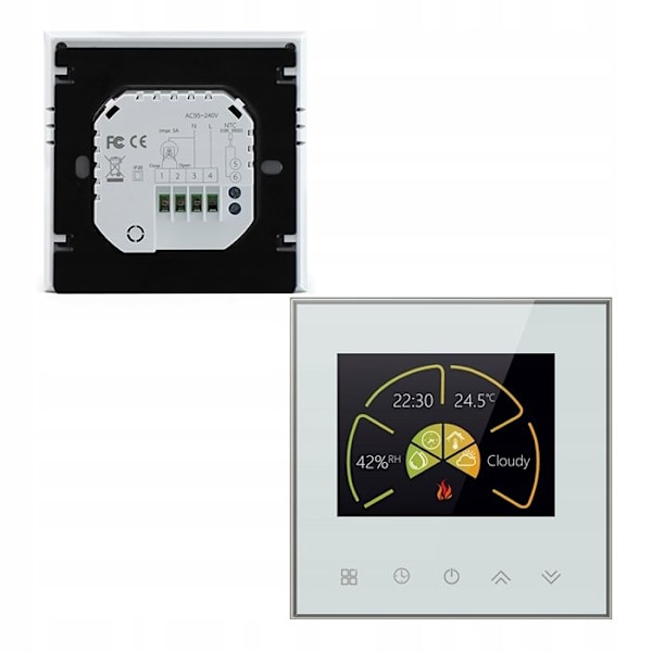 Termostat WiFi - ARHATREYA - BHT-2002 GALW - Golvvärme - Programmerbar - Svart/Vit