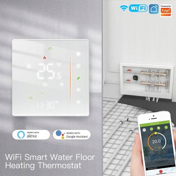 Thermostat WiFi - ARHATREYA - Programmerbar - Gulvvarme - Hvid