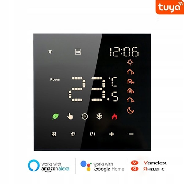 Thermostat WiFi Tuya - ARHATREYA - LED Berøringsskærm - Stemmestyring - Ugeprogrammering