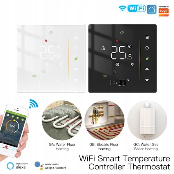 Termostat WiFi - ARHATREYA - Programmerbar - Golvvärme - IP20