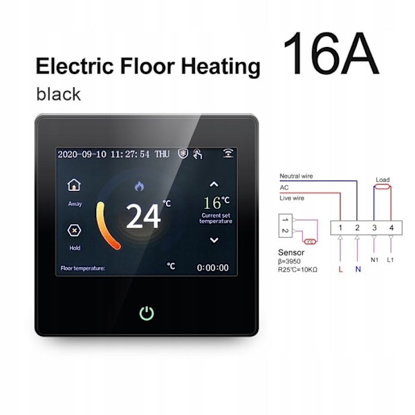 Intelligent Wi-Fi Termostat - ARHATREYA - LED Touchscreen - Stemmestyring - Programmérbar