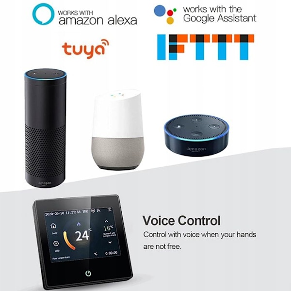 Termostat Wi-Fi - ARHATREYA - Gulvvarme - Berøringsskærm - Voice Control
