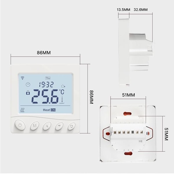 Thermostat WiFi - MOES - Programmerbar - Golvvärme - Kompatibel med smart hem