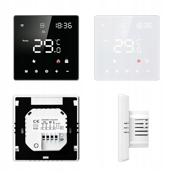 Intelligent WiFi Termostat - ARHATREYA - Tuya - LCD Touch - Kompatibel med Alexa og Google Home