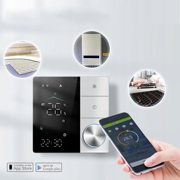 Termostat LCD WiFi - ARHATREYA - Varmtvand - Sort - Smart Life/Alexa/Google Home