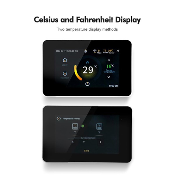 Intelligent Wi-Fi-termostat - ARHATREYA - ME80-16A - LED-skærm - Stemmestyring - Programmerbar