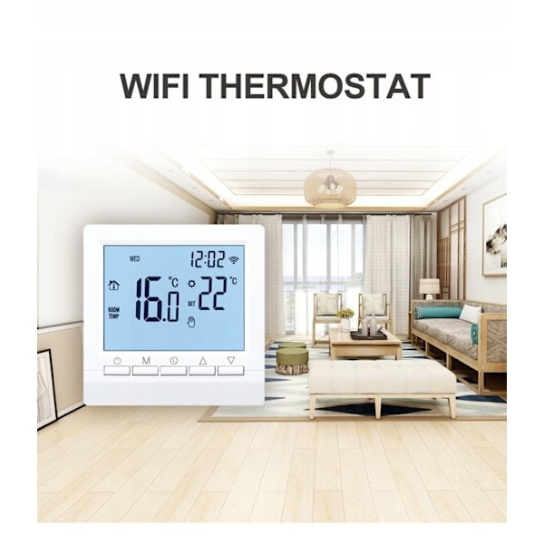 Elektrisk golvvärmetermostat 16A Rumstermostat LCD WiFi