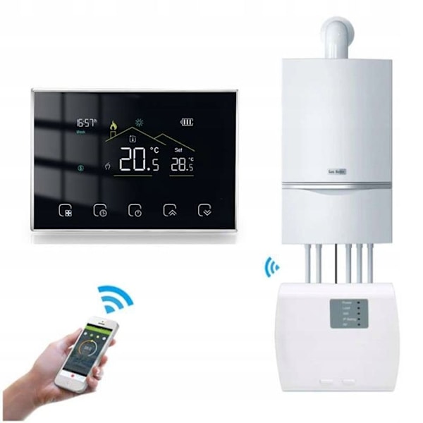 Thermostat WiFi RF 433MHz - ARHATREYA - LCD-skærm - Programmérbar - Hvid