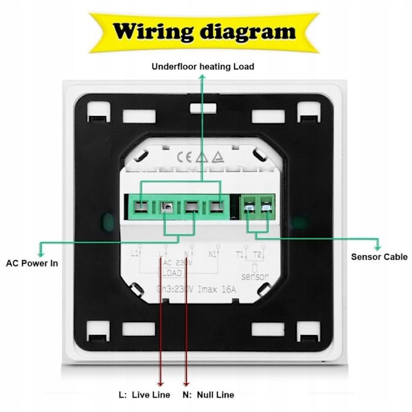 Programmerbar Termostat - ARHATREYA - LCD Hvid - 16A - Elektrisk Opvarmning