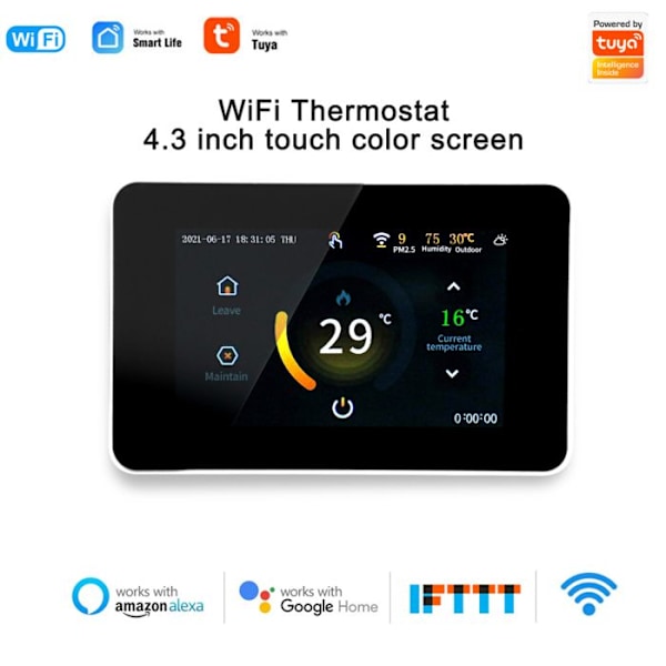 Intelligent Wi-Fi-termostat - ARHATREYA - ME80-16A - LED-skærm - Stemmestyring - Programmerbar