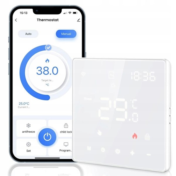 Termostat WiFi Intelligent - ARHATREYA - LED-skärm - Golvvärme - Alexa & Google Home