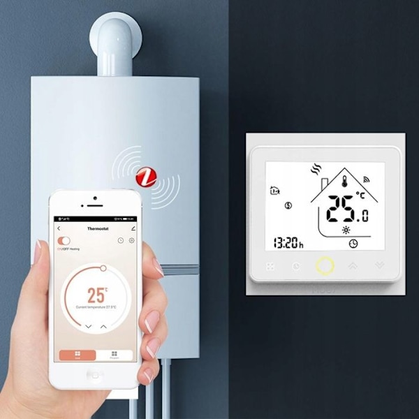 Termostat Zigbee - ARHATREYA - Programmerbar - Vand/Gas Opvarmning - Hvid