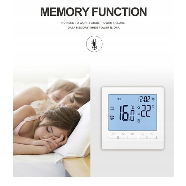 Elektrisk golvvärmetermostat 16A Rumstermostat LCD WiFi