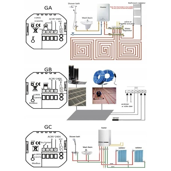Termostat WiFi - ARHATREYA - GC Boler - Fjärrkontroll - Programmerbar - Värme vatten/gas
