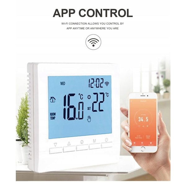 Elektrisk golvvärmetermostat 16A Rumstermostat LCD WiFi