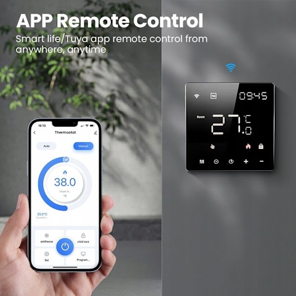 Intelligent WiFi Termostat - ARHATREYA - LED Skærm - Gulvvarme - Alexa & Google Home