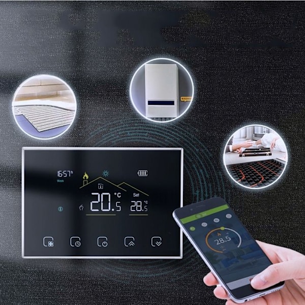 Thermostaatti WiFi RF - ARHATREYA - LCD-näyttö - Ohjelmoitava - Lattialämmitys