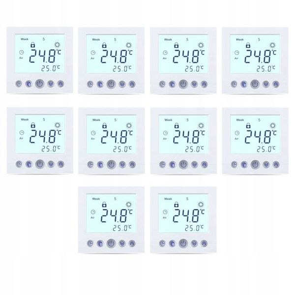 Programmerbar Termostat - ARHATREYA - Vit LCD - 16A - Blå Bakgrundsbelysning - Extern Sensor