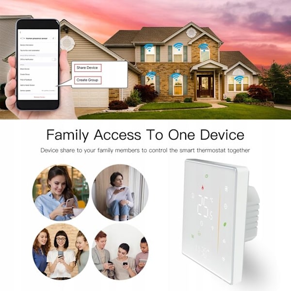 Thermostat WiFi - ARHATREYA - Programmerbar - Gulvvarme - Sort