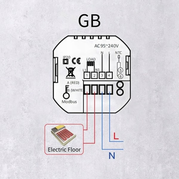 Thermostat Wi-Fi - ARHATREYA - BHT 8000 GB - LCD-skærm 4,8'' - Elektrisk gulvvarme 16A