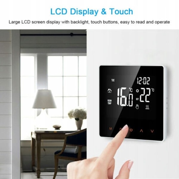 Elektrisk Termostat - ARHATREYA - WiFi - LCD-Touchscreen - Programmabel - Pakke med 10