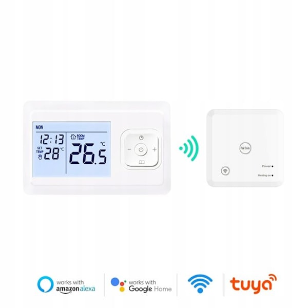 Termostat Wi-Fi och RF - ARHATREYA - Vit - Programmerbar - Röststyrning
