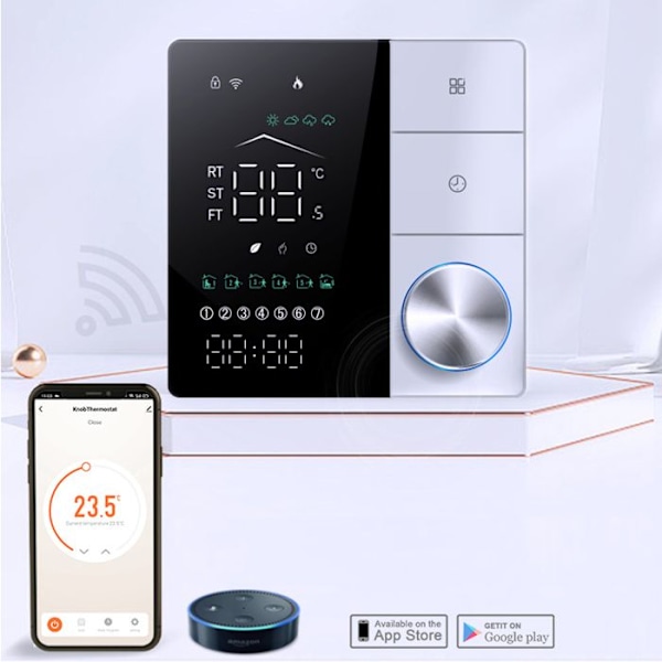 Intelligent WiFi-termometer - ARHATREYA - LCD - Elektrisk Värme 16A - Vit