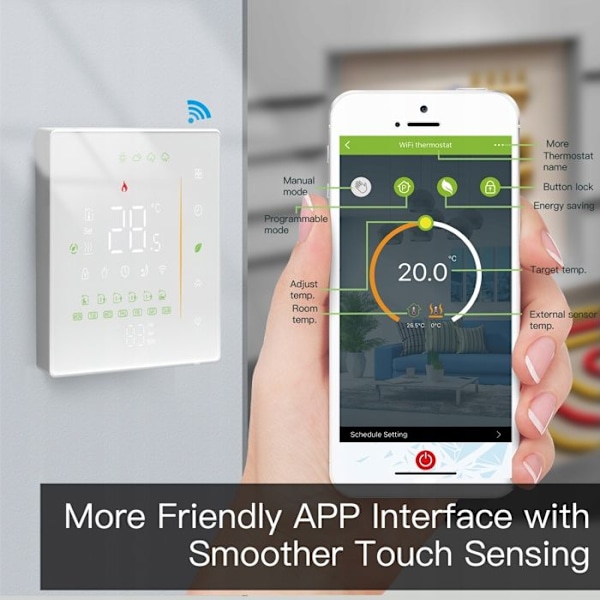 Thermostat WiFi - ARHATREYA - Programmerbar - Gulvvarme - Sort