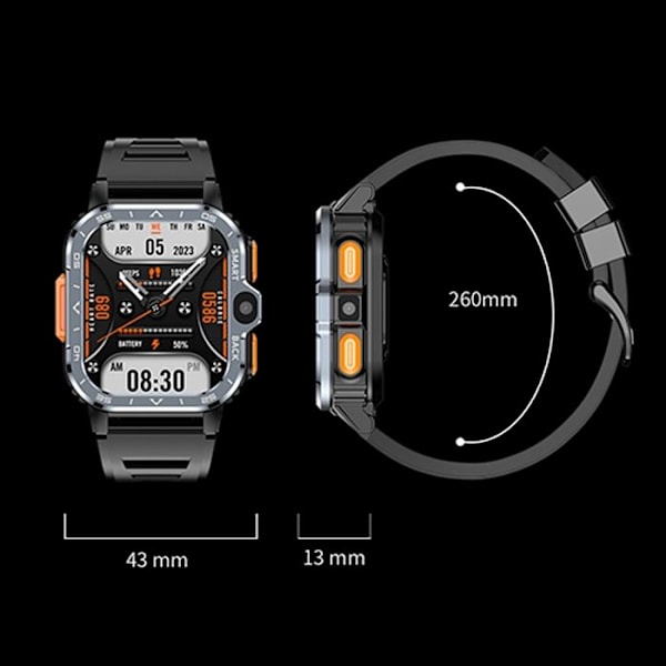 Sportsmartwatch - ARHATREYA - Android 8.1 - GPS - Dubbelkamera - Svart