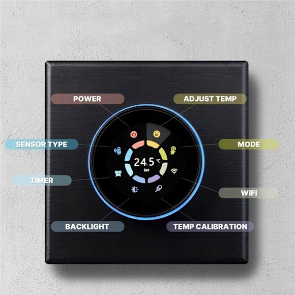 Thermostat WiFi - ARHATREYA - 4,8 tommer LCD-skærm - Programmerbar - Elektrisk gulvvarme