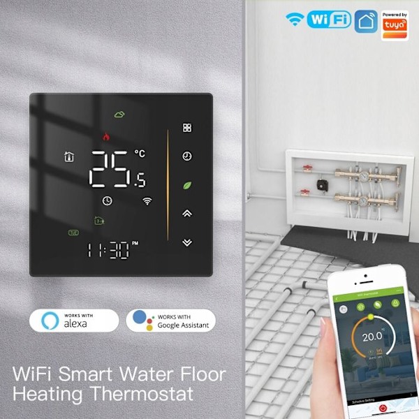 Thermostat WiFi - ARHATREYA - Programmerbar - Golvvärme - Svart