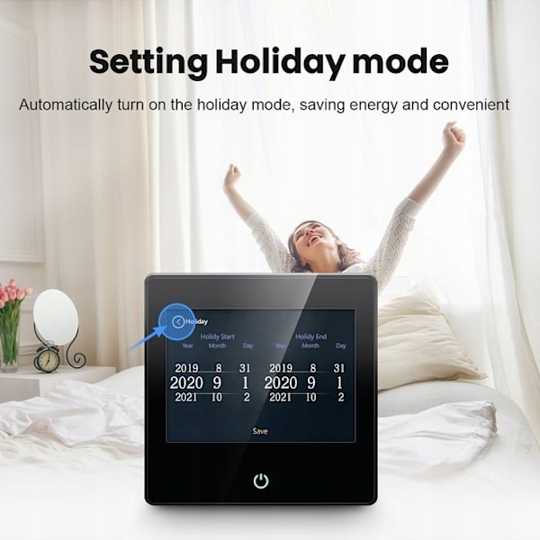 Intelligent Wi-Fi Termostat - ARHATREYA - LED Touchscreen - Stemmestyring - Programmérbar