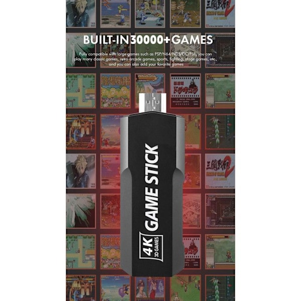 Retro spilkonsol HD 4K - Arhatreya - Trådløs 2,4G - 64 GB - 37.000 spil - skridsikker design