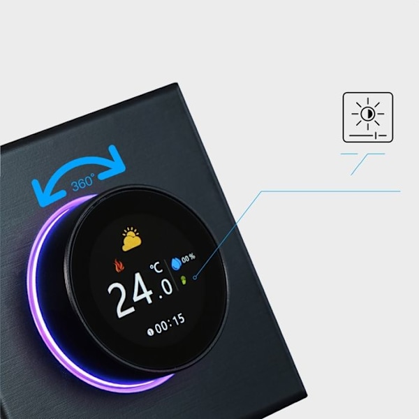 Thermostat WiFi - ARHATREYA - 4,8 tommer LCD-skærm - Programmerbar - Elektrisk gulvvarme