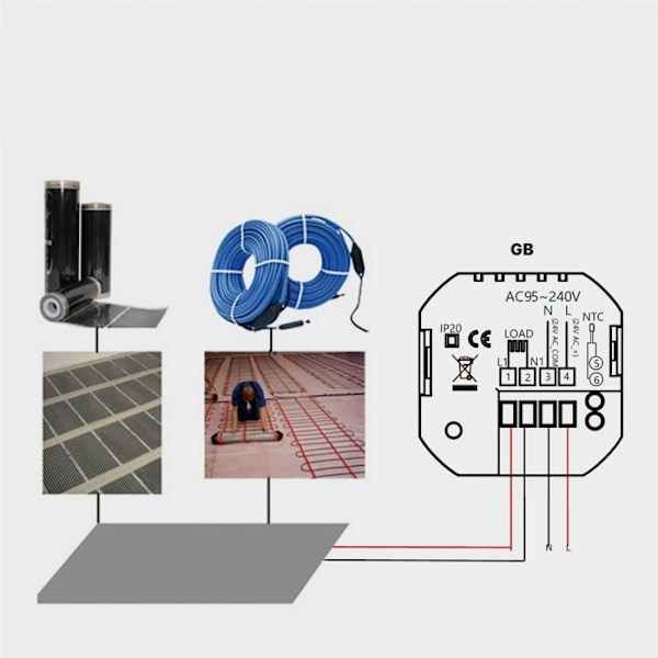 Thermostat WiFi - ARHATREYA - 4,8 tommer LCD-skærm - Programmerbar - Elektrisk gulvvarme