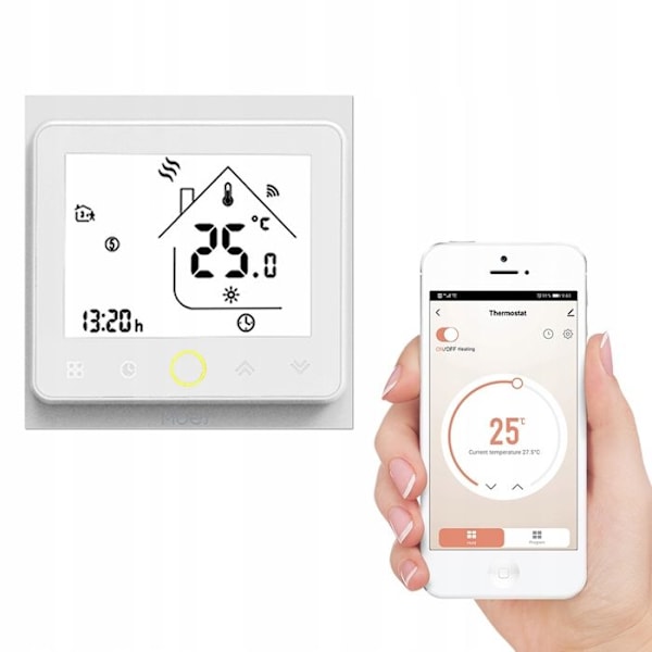 Termostat - MOES - Zigbee Tuya - Vatten/Gas Vara - Programmerbar - Vit