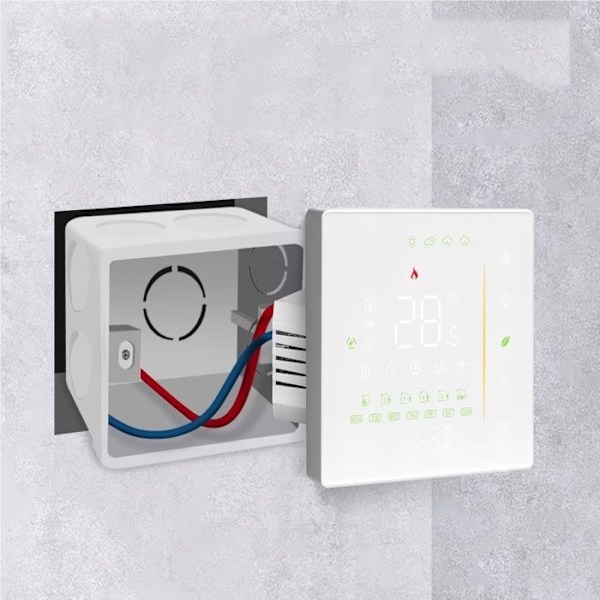 Termostat WiFi - Tuya - Programmerbar - Värme Vatten/Gas - LCD Pekskärm - Vit